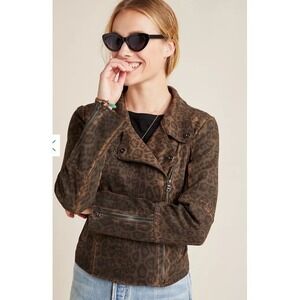 MARRAKECH Anthropologie Leopard Print Marni Moto Jacket Women's Size S
